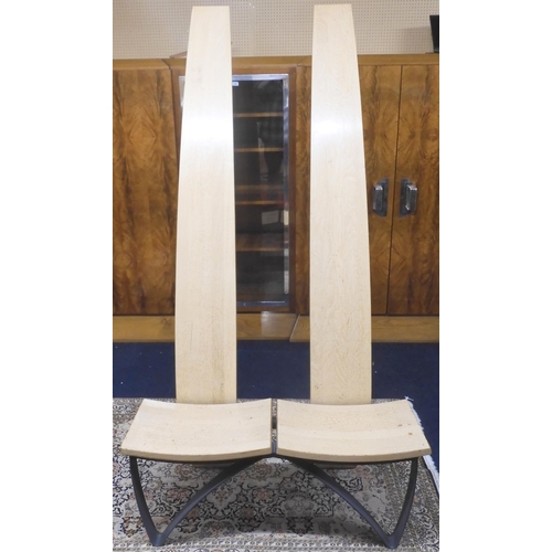 95 - A lot of four circa 1996 Walter Jack designed oak and mild steel paired reception seats entered into... 