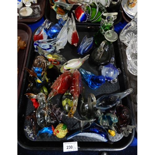 230 - A collection of Murano glass animals and birds and other glass examples etc