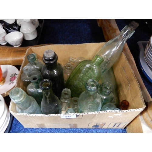 248 - Assorted glass bottles including James Ratcliffe Bolton, Dunbar & Co Edinburgh, District Governo... 