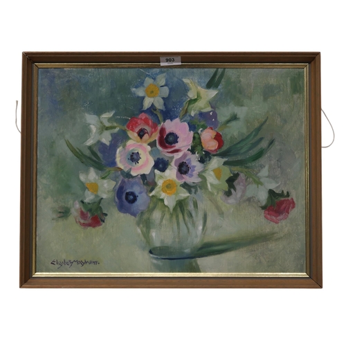 903 - ELIZABETH MARY WATT (SCOTTISH 1886-1954) VASE OF FLOWERS Oil on board, signed lower left, 37 x 49cm... 