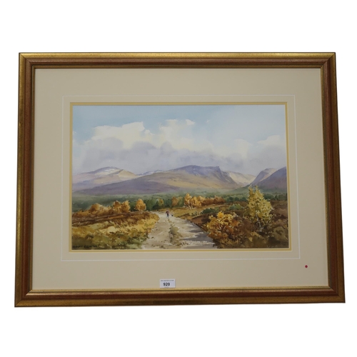 920 - ROBERT EGGINTON (SCOTTISH b.1943) STROLLING IN THE HIGHLANDS Watercolour, signed lower lef... 