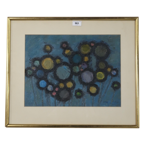 963 - MARK GRAY (CONTEMPORARY SCHOOL) ABSTRACT IN BLUE Mixed media, signed lower right, 28 x 40c... 