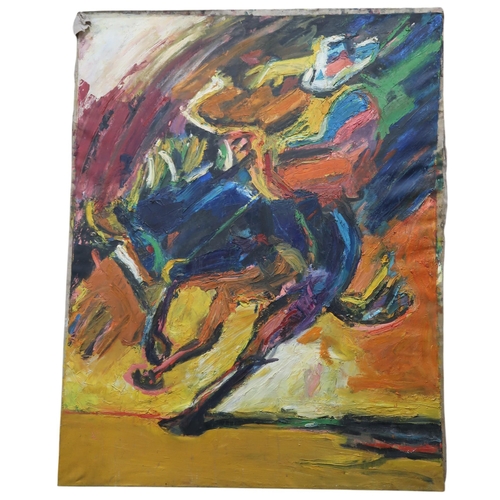 966 - CONTEMPORARY SCHOOL COWBOY Oil on canvas, 142 x 110cm