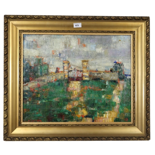 975 - FRENCH SCHOOL LANDSCAPE Oil on canvas, signed lower left 'Moran', 43 x 53cm... 