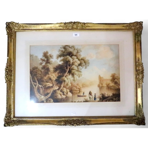 917 -  BRITISH SCHOOL (19th CENTURY) RIVER AND RUINS Watercolour, 37 x 57.5cm ... 