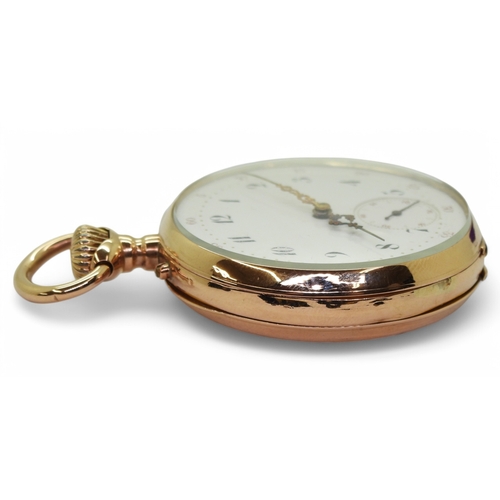 2851 - A FRENCH OPEN FACE POCKET WATCHthe case in bright yellow metal with indistinct marks, the dust cover... 