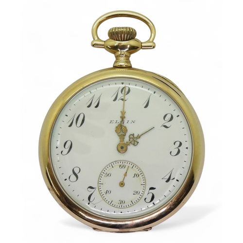 2856 - A LADIES ELGIN FOB WATCHthe 14k gold keystone cased watch, has a classic white enamelled dial with b... 