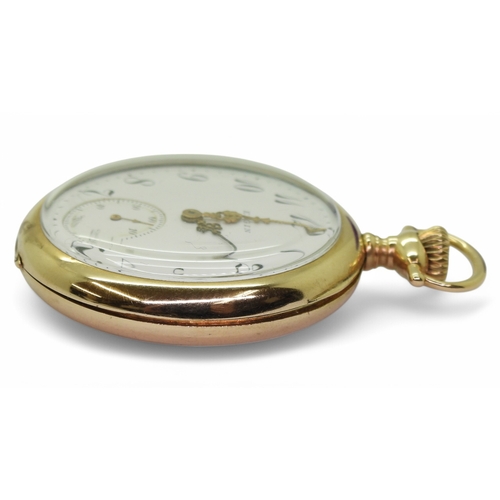 2856 - A LADIES ELGIN FOB WATCHthe 14k gold keystone cased watch, has a classic white enamelled dial with b... 