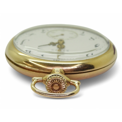 2856 - A LADIES ELGIN FOB WATCHthe 14k gold keystone cased watch, has a classic white enamelled dial with b... 