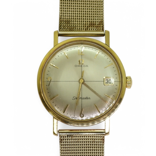 2858 - A CROSSHAIRS OMEGA SEAMASTERwith silvered dial gold coloured baton and Arabic numerals, with a date ... 