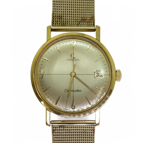 2858 - A CROSSHAIRS OMEGA SEAMASTERwith silvered dial gold coloured baton and Arabic numerals, with a date ... 