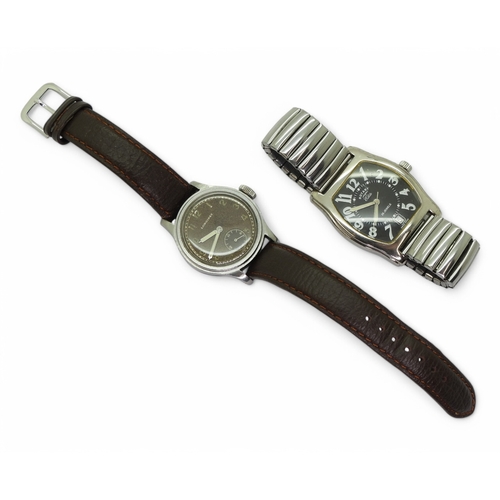 2863 - TWO VINTAGE WATCHESa stainless steel Longines, with a brown metallic dial with subsidiary seconds di... 