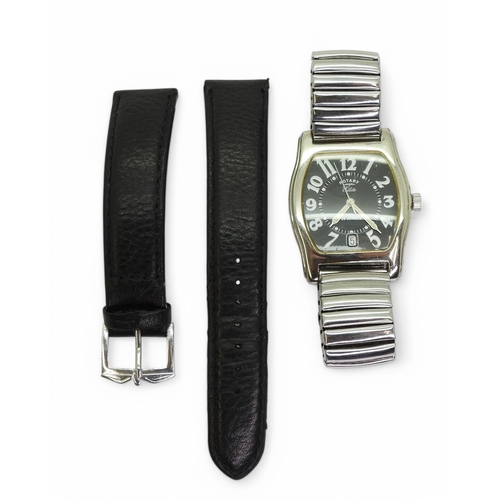 2863 - TWO VINTAGE WATCHESa stainless steel Longines, with a brown metallic dial with subsidiary seconds di... 