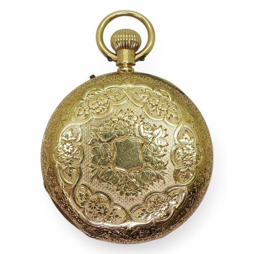 2868 - A DECORATIVE HALF HUNTERthe decorative case made in 18ct gold with London hallmarks for 1873, with e... 