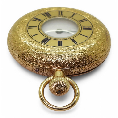 2868 - A DECORATIVE HALF HUNTERthe decorative case made in 18ct gold with London hallmarks for 1873, with e... 