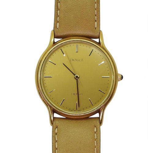 2873 - AN 18K GOLD SEIKO DOLCEgold coloured dial with baton numerals and hands, diameter of the dial 3cm, w... 