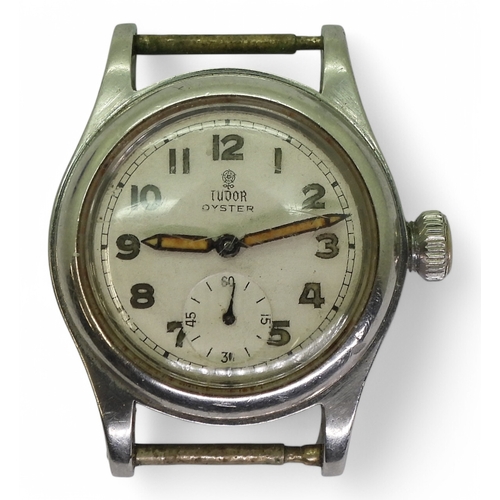 2875 - A VINTAGE TUDOR OYSTERstainless steel cased, with silvered dial, luminous Arabic numerals and hands,... 