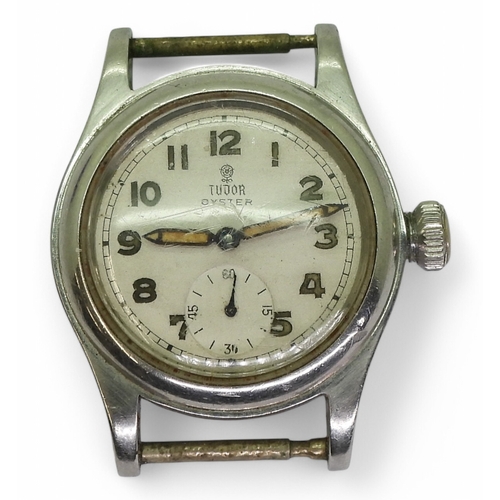 2875 - A VINTAGE TUDOR OYSTERstainless steel cased, with silvered dial, luminous Arabic numerals and hands,... 