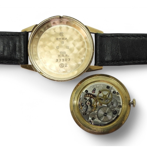 2888 - A GENTS CYMAFLEXthe case in 9ct gold hallmarked Edinburgh 1960. Cyma case reference number 37327, th... 