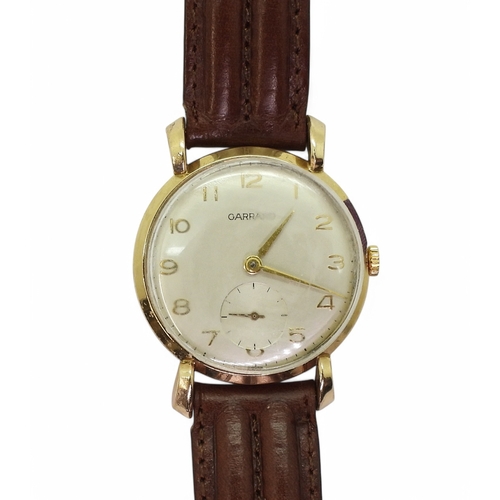 2892 - A GARRARD WATCH9ct gold cased with London hallmarks for 1961, the back of the case inscribed. Diamet... 