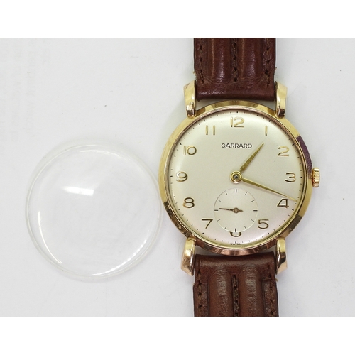 2892 - A GARRARD WATCH9ct gold cased with London hallmarks for 1961, the back of the case inscribed. Diamet... 