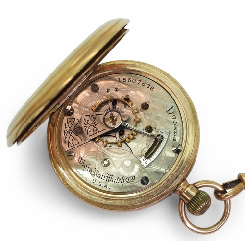 2895 - A 9CT GOLD ELGIN POCKET WATCHhallmarked Chester 1919, the 5.5cm case is monogramed to the front. Cla... 