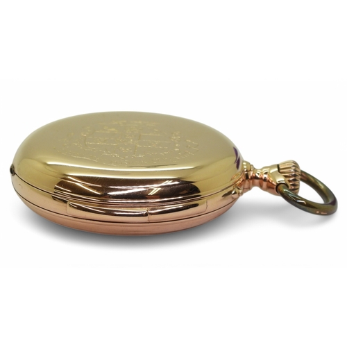 2836 - A 1/4 REPEATER POCKET WATCHthe full hunter case stamped with French eagles head marks and 18k, the i... 