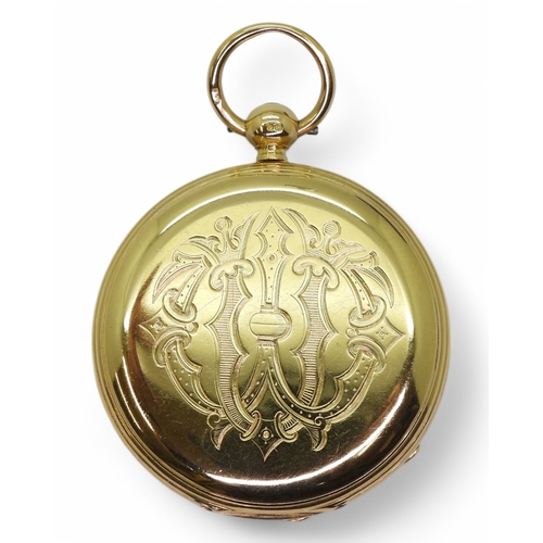 2837 - A FULL HUNTER POCKET WATCHthe case is 18ct gold hallmarked London 1877. Front of the case with decor... 