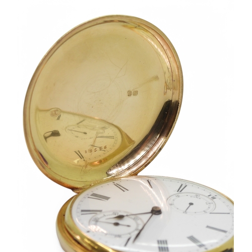 2837 - A FULL HUNTER POCKET WATCHthe case is 18ct gold hallmarked London 1877. Front of the case with decor... 