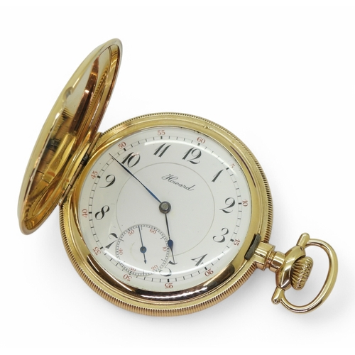 2842 - A HOWARD FULL HUNTERcased in 14k, with coin edge, with a 23 jewel movement, signed E. Howard Watch C... 