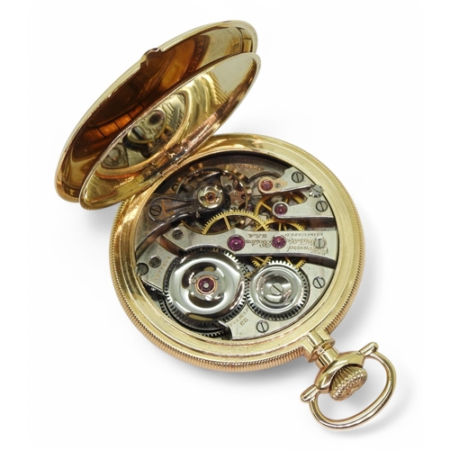 2842 - A HOWARD FULL HUNTERcased in 14k, with coin edge, with a 23 jewel movement, signed E. Howard Watch C... 