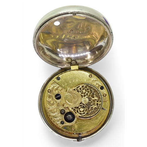 2843 - A SILVER PAIR CASED POCKET WATCHboth cases stamped with Birmingham hallmarks for 1812, the movement ... 