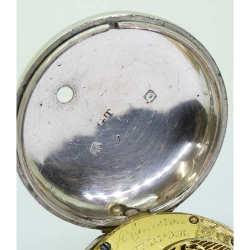 2843 - A SILVER PAIR CASED POCKET WATCHboth cases stamped with Birmingham hallmarks for 1812, the movement ... 