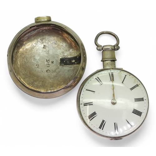 2843 - A SILVER PAIR CASED POCKET WATCHboth cases stamped with Birmingham hallmarks for 1812, the movement ... 