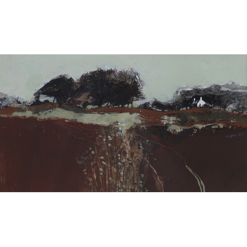 3043 - † GORDON WYLLIE RSW (SCOTTISH BROWN LANDSCAPEGouache, signed mid right, dated (19)77, 18 x 32cm (7 X... 