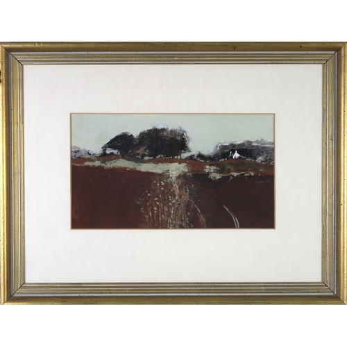 3043 - † GORDON WYLLIE RSW (SCOTTISH BROWN LANDSCAPEGouache, signed mid right, dated (19)77, 18 x 32cm (7 X... 