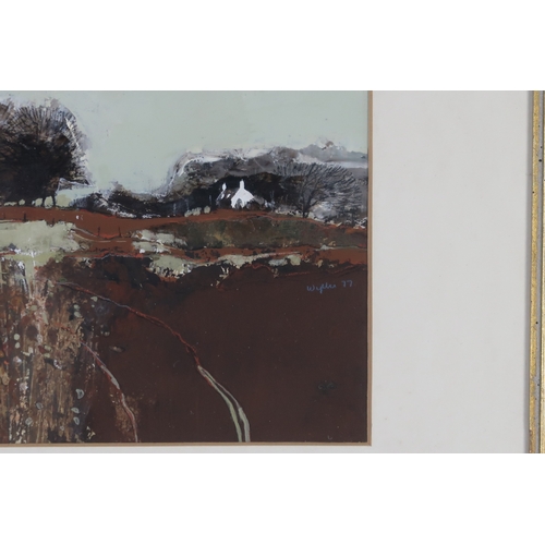 3043 - † GORDON WYLLIE RSW (SCOTTISH BROWN LANDSCAPEGouache, signed mid right, dated (19)77, 18 x 32cm (7 X... 