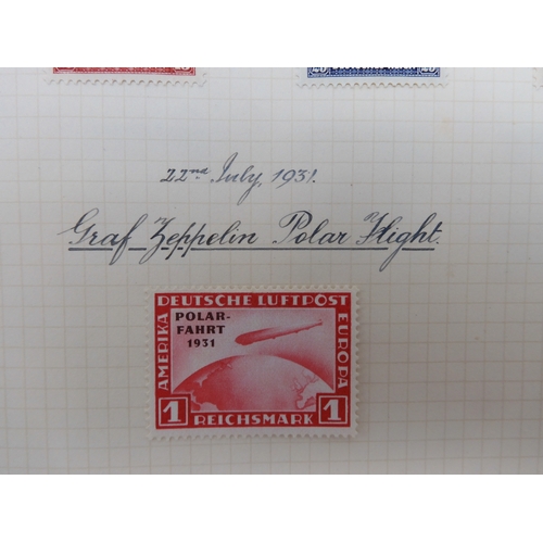 7038 - A world wide stamp collection featuring air stamps in an album to include Germany sg 469 mint Graf Z...