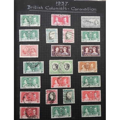 7043 - A collection of worldwide stamps in an album to include GB  1/d black four margin IC in corners used...