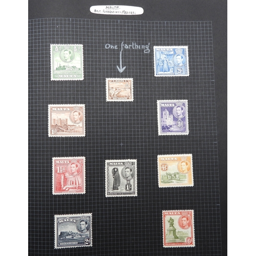 7043 - A collection of worldwide stamps in an album to include GB  1/d black four margin IC in corners used... 