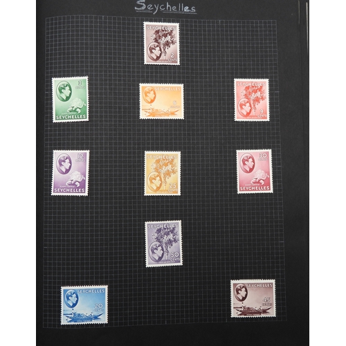 7043 - A collection of worldwide stamps in an album to include GB  1/d black four margin IC in corners used... 