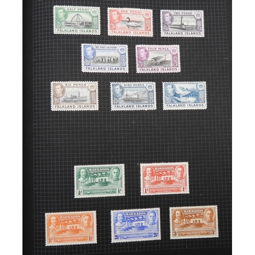 7043 - A collection of worldwide stamps in an album to include GB  1/d black four margin IC in corners used... 