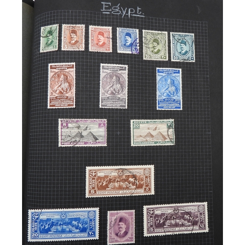 7043 - A collection of worldwide stamps in an album to include GB  1/d black four margin IC in corners used... 