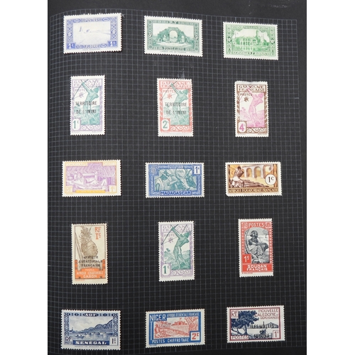 7043 - A collection of worldwide stamps in an album to include GB  1/d black four margin IC in corners used...