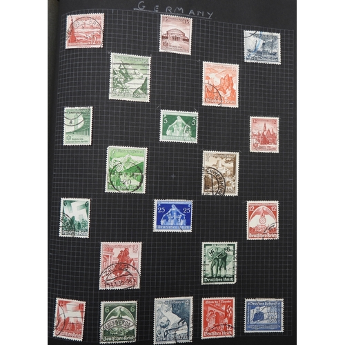 7043 - A collection of worldwide stamps in an album to include GB  1/d black four margin IC in corners used...