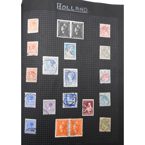 7043 - A collection of worldwide stamps in an album to include GB  1/d black four margin IC in corners used...