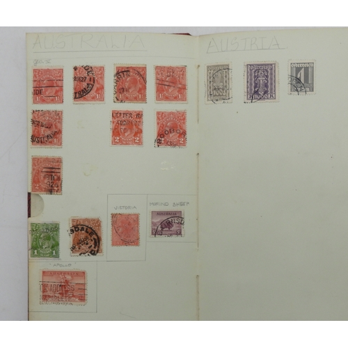 7043 - A collection of worldwide stamps in an album to include GB  1/d black four margin IC in corners used... 