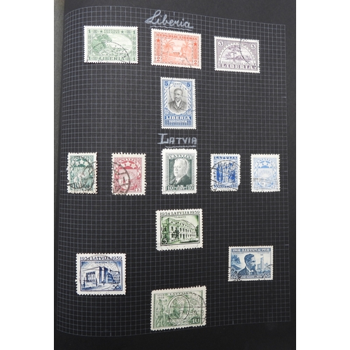 7043 - A collection of worldwide stamps in an album to include GB  1/d black four margin IC in corners used... 