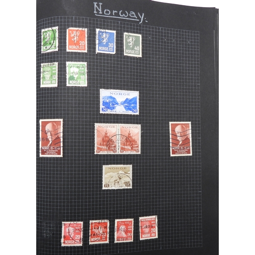 7043 - A collection of worldwide stamps in an album to include GB  1/d black four margin IC in corners used...