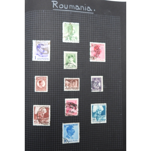 7043 - A collection of worldwide stamps in an album to include GB  1/d black four margin IC in corners used... 